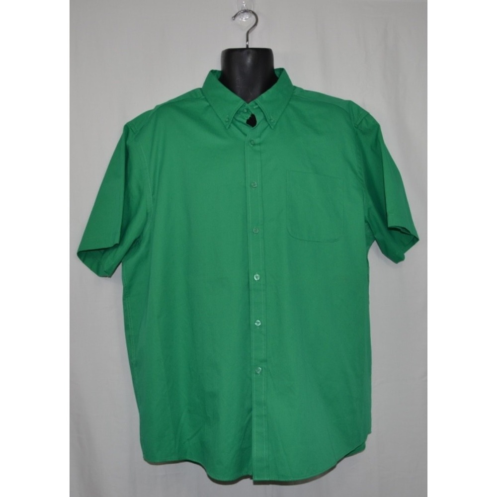 Joe's USA Button-Up Easy‎ Care Shirt Men's 2XL Green Short Sleeve Pocket